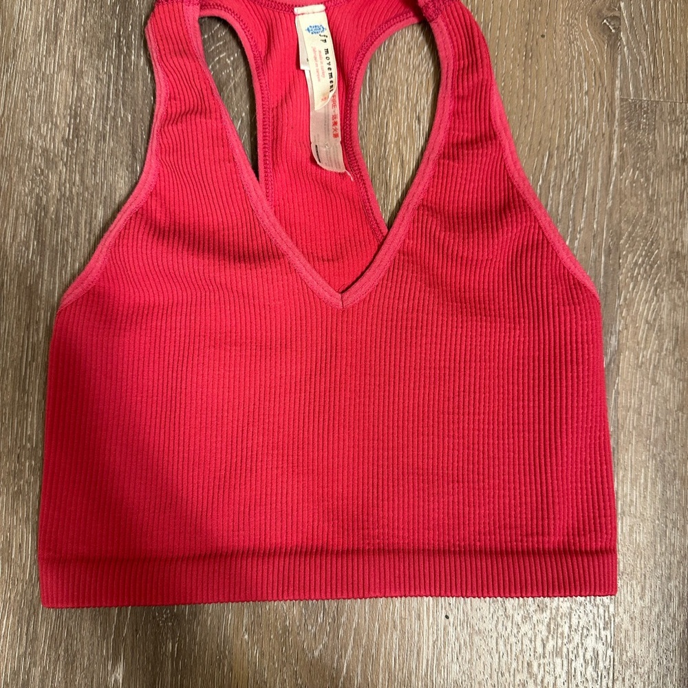 FP Movement by Free People Vivid Pink Ribbed Bra Top